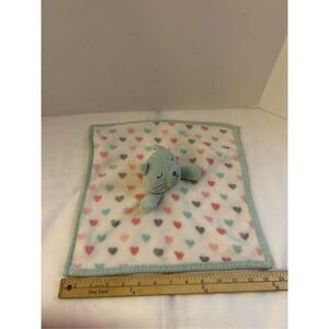 S.L. Home Fashion Infant Plush Cat head lovey blue hearts 13"